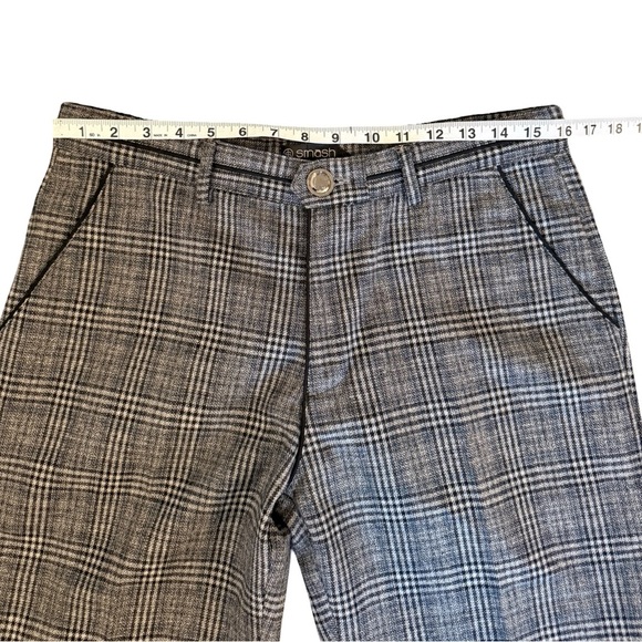 Smash Plaid Wool Blend Tailored Trousers Gray Check Men’s Size 32 Slim Fit Pants - Picture 7 of 8